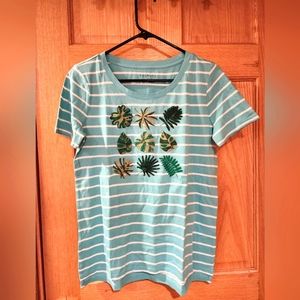 Talbots Women's size small, plant tee. Tiffany blue color. 100% cotton.